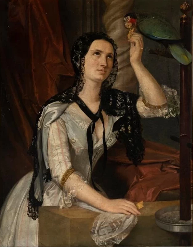 Ritratto di giovane signora con pappagallo